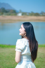 young woman in a field