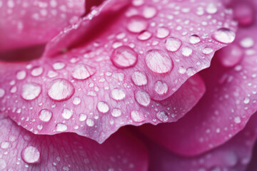 Textured pink rose petal with water drops close-up macro