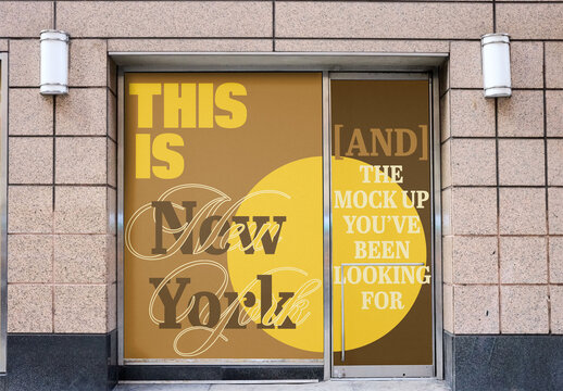 Mockup of a Storefront closed doors in New York
