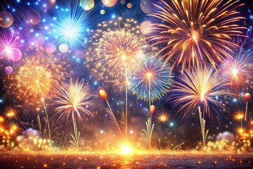 Surreal 2025 New Year Fireworks Celebration: Animated 3D Greeting Card