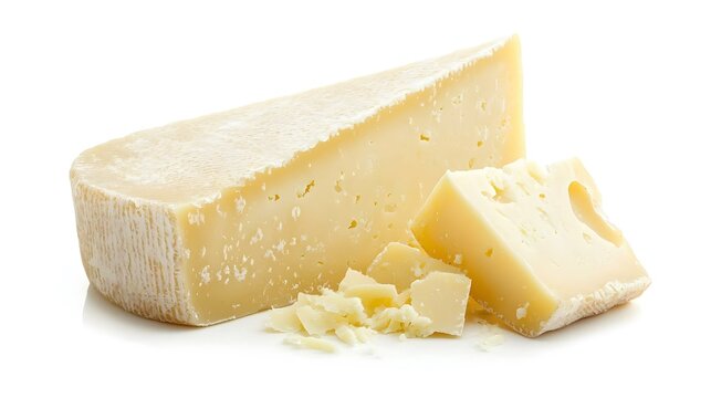 a piece of pecorino cheese with cheese shape