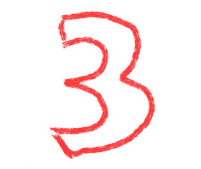 Abstract element Children's handwriting drawn brush pencil texture strokes letter number 3