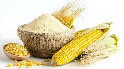 Bowl of corn flour gluten free or milled corn