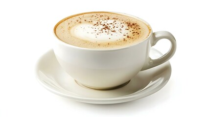 White cup of coffee cappuccino isolated on white