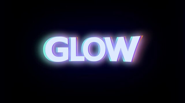Glow text animation.Spectacular glitch effect with various kinds of interference.Black background