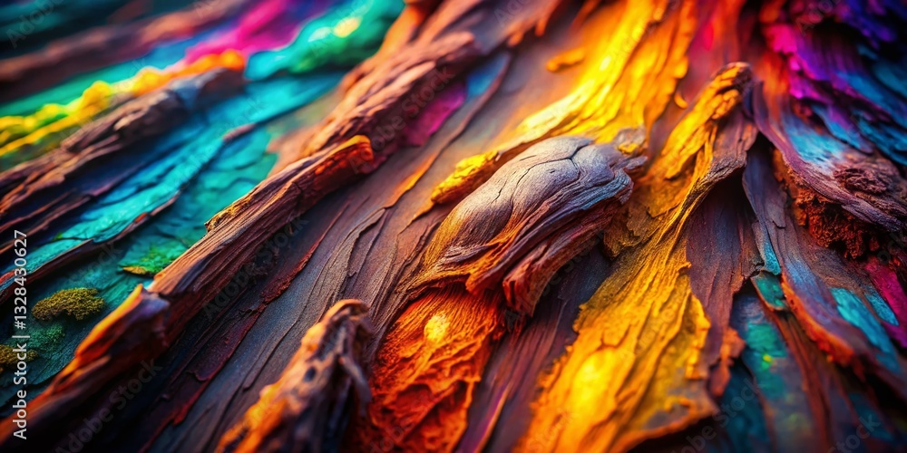 Poster surreal close-up of ancient tree bark texture - abstract nature background