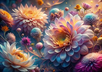 Surreal Close-Up of Vibrant Blossoms: Dreamlike Floral Macro Photography