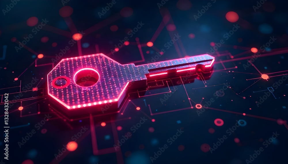 Poster A pixelated, tech-inspired glowing key, visually unlocking in a burst of vibrant digital light, perfect for World Consumer Rights Day