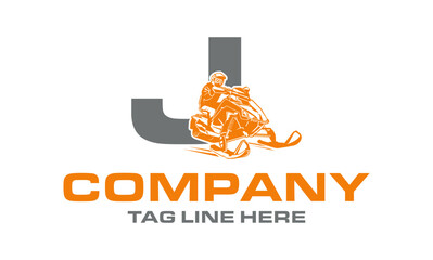 Letter J  Snowmobile design vector illustration, Creative Snowmobile logo design concept template, symbols