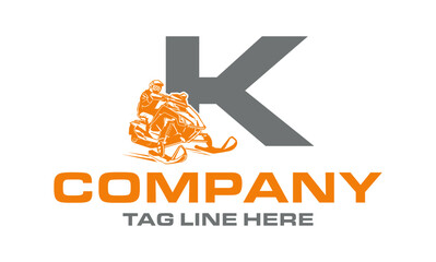 Letter K  Snowmobile design vector illustration, Creative Snowmobile logo design concept template, symbols