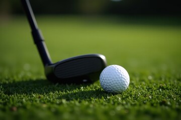 Close-up of single golf club & ball; stark black & white , wedge, still life, golfing