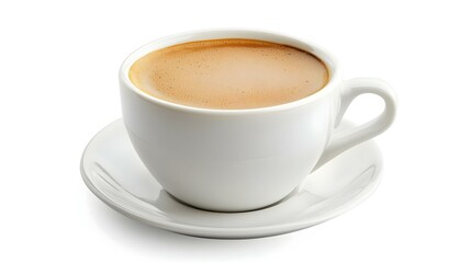 Fototapeta premium Hot Coffee in White Mug Isolated on White Background