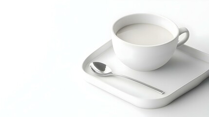 Obraz premium 3D Soup bowl with tray and spoon