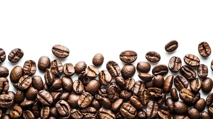 Fototapeta premium Roasted coffee beans on white background