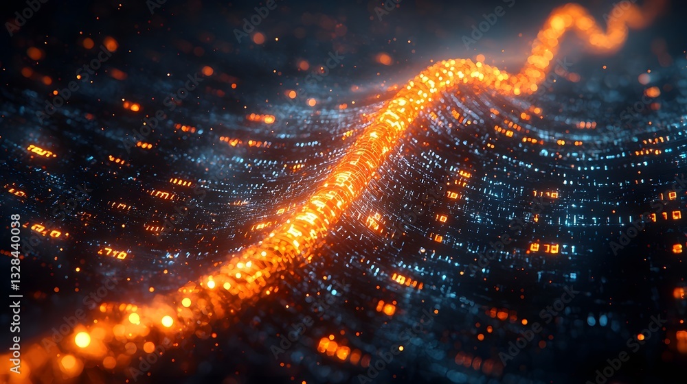Poster futuristic dna and data storage fusion in glowing binary helix