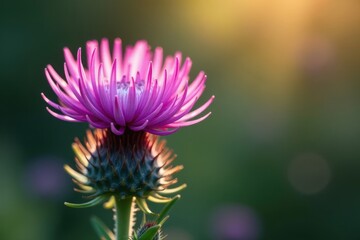 Obraz premium Delicate Empusa Pennata perched on vibrant purple thistle , photography, silhouette, texture