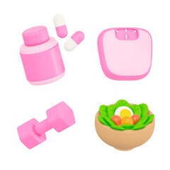 diet, health, fitness, 3d, object