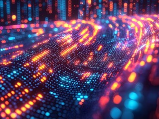 Glowing DNA Strands Representing Encrypted Data and Digital Technology Concept