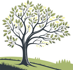 Stylish Green Tree Vector Illustration