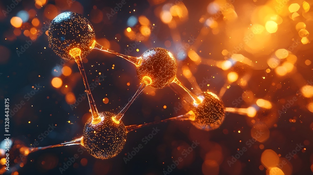 Poster glowing molecule of dna floating above digital grid representing encoded data storage