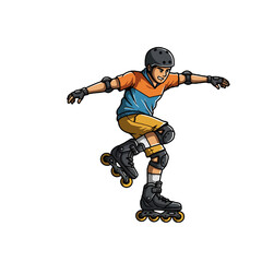 Rollerblading Kid Cartoon Character