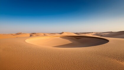Naklejka premium a large empty space in the desert with a small circular structure in the middle product presentation background
