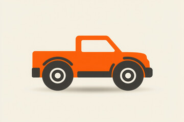 A stylized orange pickup truck illustration on a light background, emphasizing a modern and simplistic design.