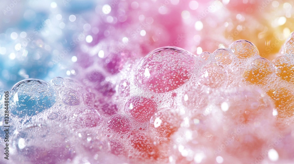 Aufkleber colorful soap bubbles with vivid background in soft focus creating an enchanting and playful atmosph