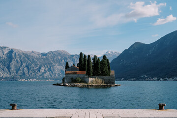 Fototapeta premium Ancient monastery on the island of St. George in the Bay of Kotor. Montenegro