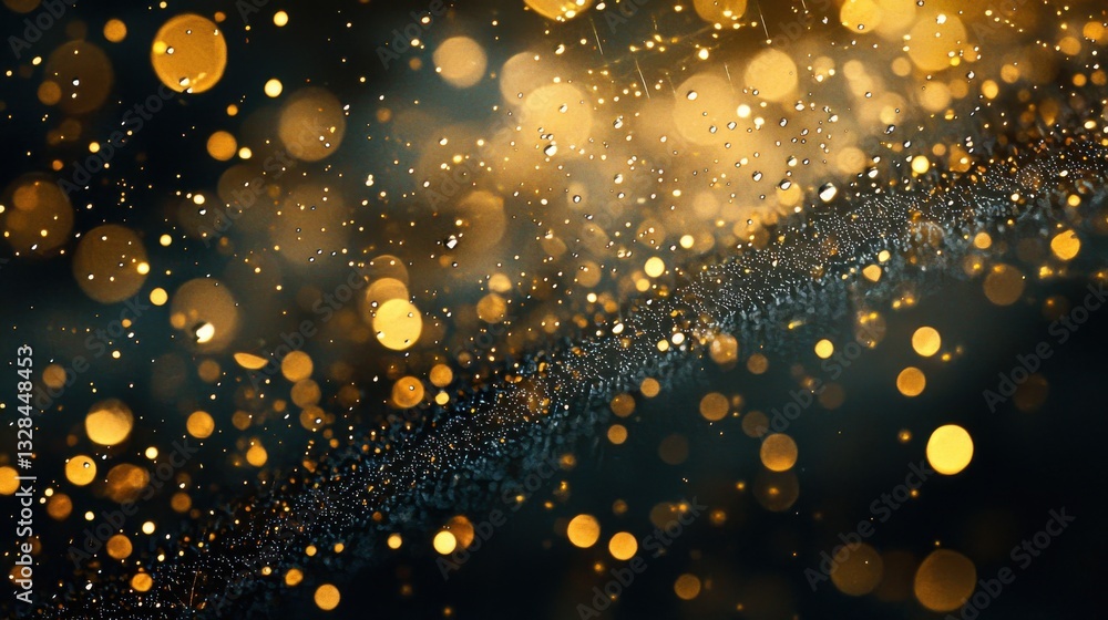 Aufkleber captivating abstract background with golden bokeh and water droplets for artistic and creative proje