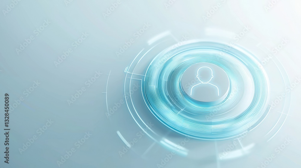 Poster minimalist blue circle on white background, a simple abstract design element for modern visual proje