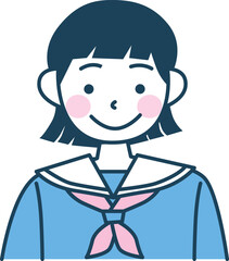 笑顔のセーラー服の学生のベクターイラスト