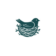 Fototapeta premium Bird and Nest Logo Design