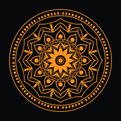 Vibrant Orange Mandala Design with Floral Elements