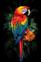 Fototapeta premium Parrot ziplining parrot toucan rain