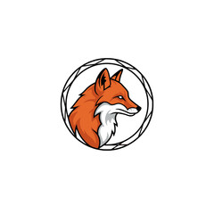 Obraz premium Stylized fox head logo with circular border