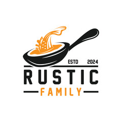 Old Skillet Cast Iron Pan Logo. Classic Restaurant Kitchen Logo Template. fry pan logo icon with simple design