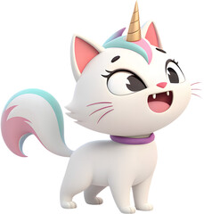 The enchanting Unicorn cat cartoon character combines whimsy, colorful design, and a playful, lovable personality.