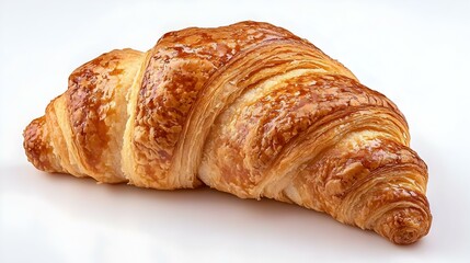 golden brown croissant bakery pastry on white