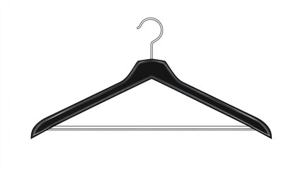 Black clothes hanger, isolated on white background, for retail display