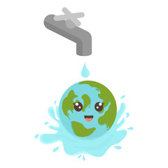 Water Fauchet Droping Water, World Water Day Illustration
