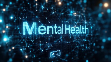 A digital graphic depicts mental health in a network with lights