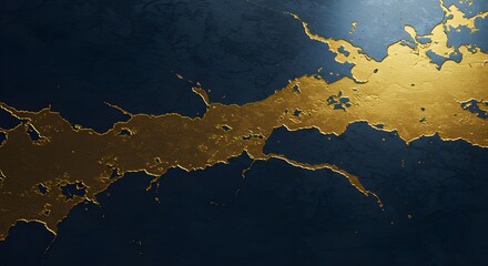 Blue grunge background with golden grunge effect