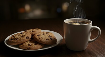 Cup of coffee and cookies