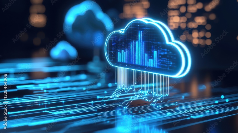 Poster innovative cloud data solutions powering digital transformation and business growth through advanced