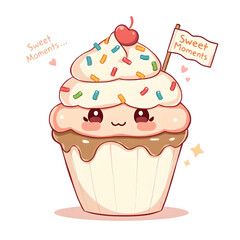 Cute Cupcake Illustration &ndash; Adorable Dessert PNG with Transparent Background