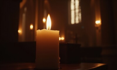 Candle light in serene setting