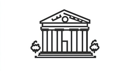 Fototapeta premium Classic building, columns, trees, urban, government