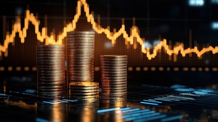 Detailed financial data visualization with colorful bar charts line graphs and trend lines displaying market performance economic forecasts earnings reports