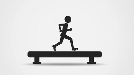 Person running on treadmill, simple gym workout icon